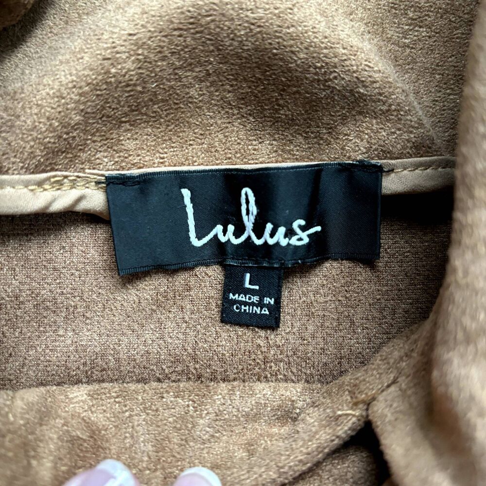 Lulus Suede With Love Moto Zipper Jacket Womens Size Large Biker Zipper Fall - Picture 5 of 11